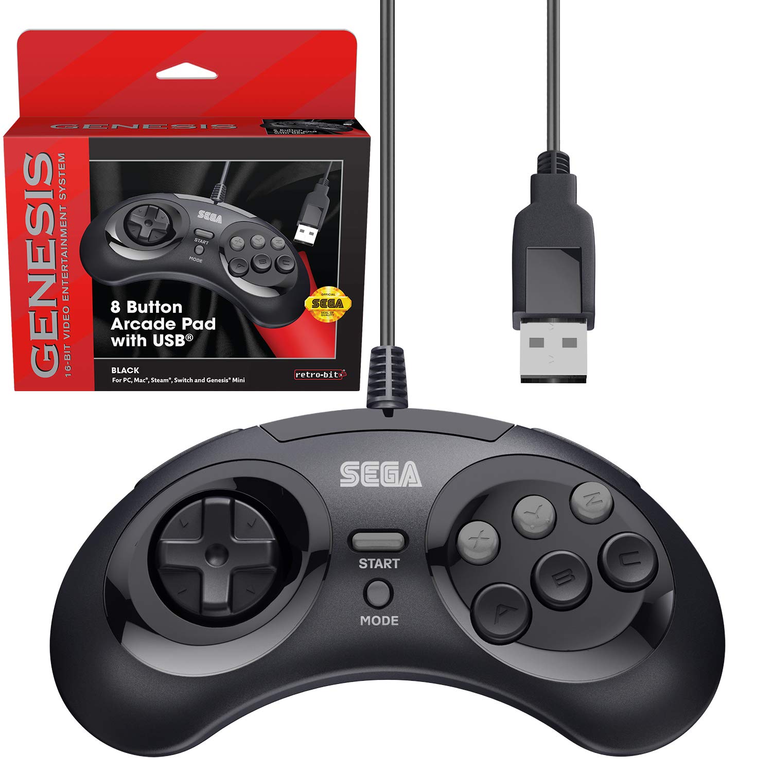 Retro-Bit Official Sega Genesis USB Controller